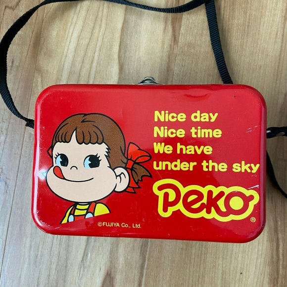 FUJIYA Peko & Poko Tin Metal Box Crossbody Box 6'' x 4'' x 3'' - Picture 6 of 14